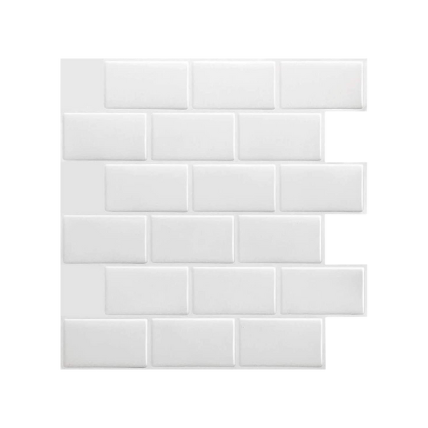 Tiles 3D Peel and Stick Wall Tile Subway White (30cm x 30cm x 10 sheets)